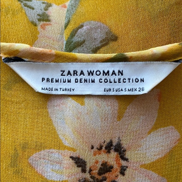 Zara Womens Dress Top Yellow Floral Long Top Dress - Picture 6 of 7